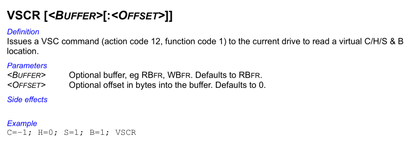 VSC CHS read description