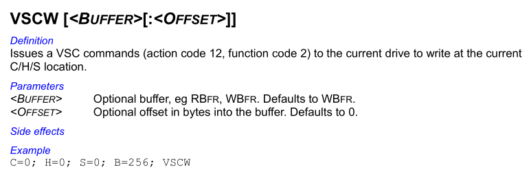 VSC CHS write description