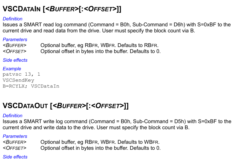 VSC data description